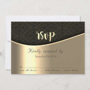Elégante carte Black Damask Gold RSVP
