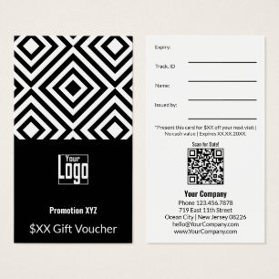 Élégante carte cadeau Black White promotionnelle
