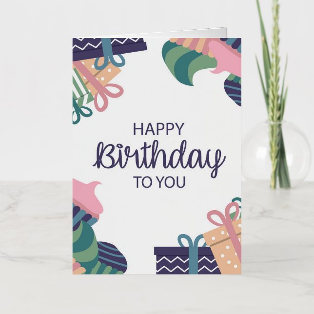 Elégante carte cadeau d'anniversaire floral pour e (Recto)
