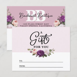 Elégante carte cadeau Dusty Mauve Floral