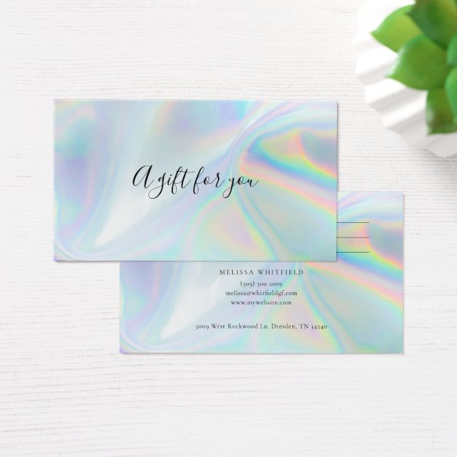 Elégante carte cadeau Iridescente Blue Holographic (Bureau)