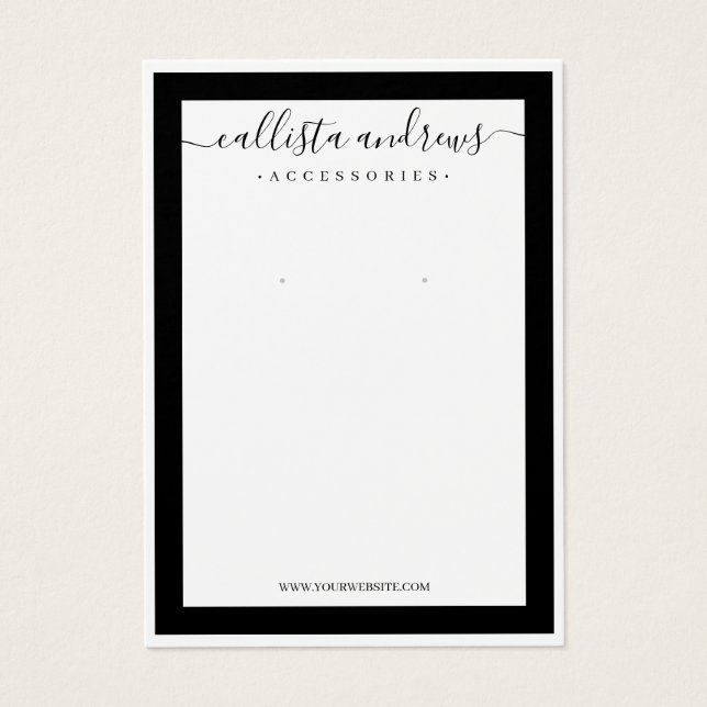 Élégante carte d'affichage à bordure noire Cursive (Devant)