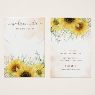 Élégante carte d'affichage de bijoux de tournesol