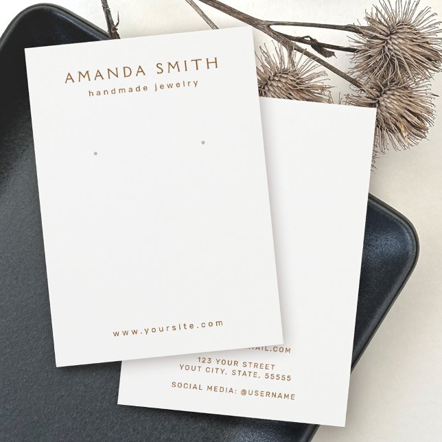 Elégante carte d'affichage minimaliste blanc (Elegant white minimalist earring display card)