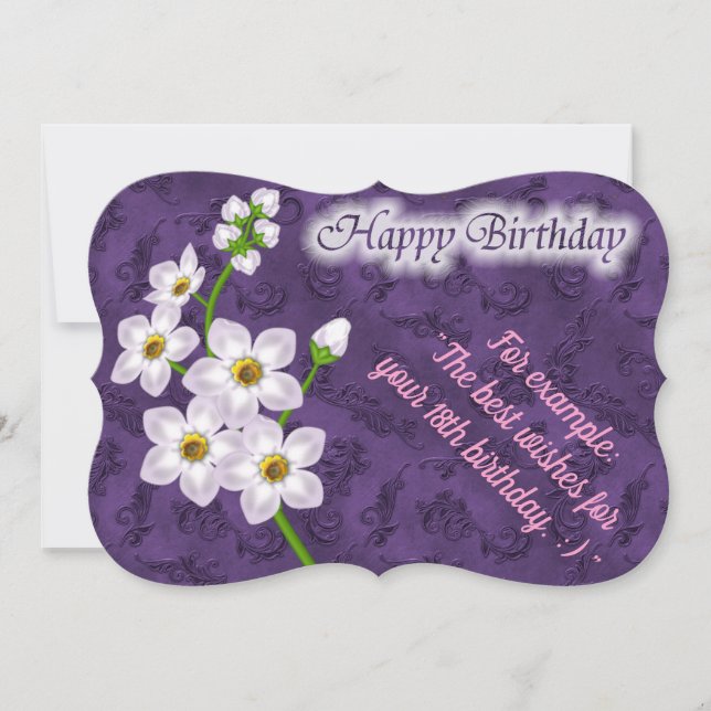 Elégante carte d'anniversaire florale (Devant)