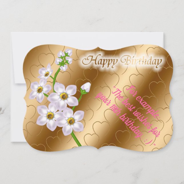 Elégante carte d'anniversaire florale (Devant)