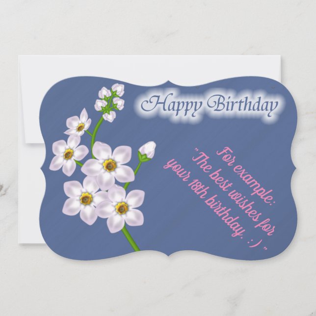 Elégante carte d'anniversaire florale (Devant)
