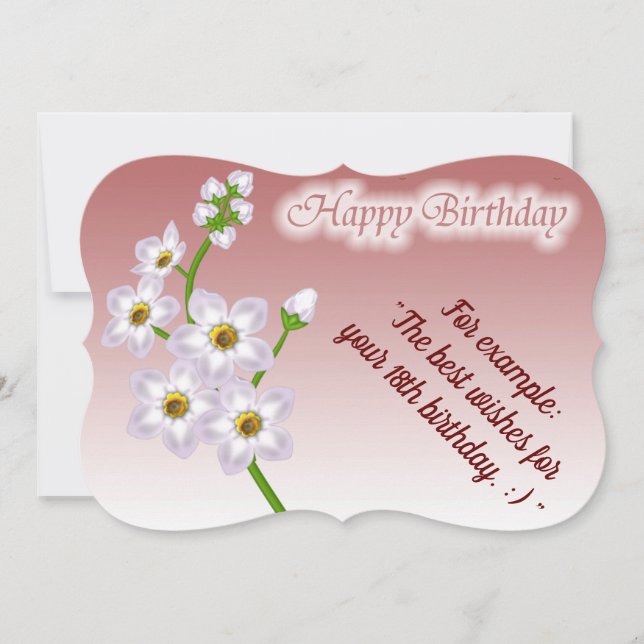 Elégante carte d'anniversaire florale (Devant)