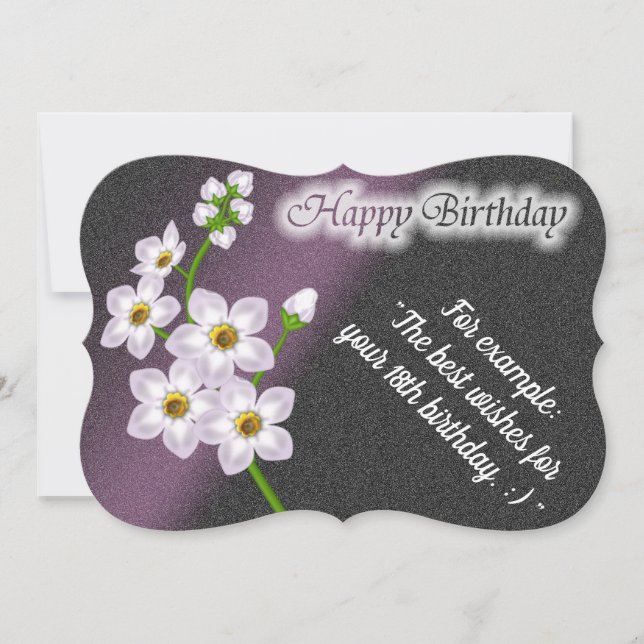 Elégante carte d'anniversaire florale (Devant)