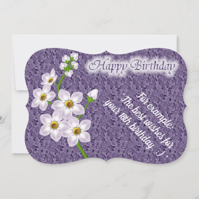 Elégante carte d'anniversaire florale (Devant)