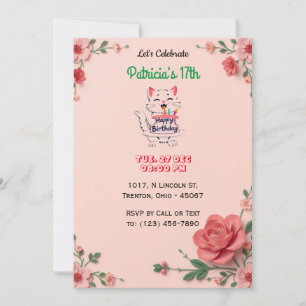 Elégante carte d'anniversaire florale avec fleurs 