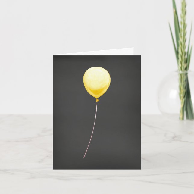 Elégante carte d'anniversaire noire avec ballon ja (Devant)
