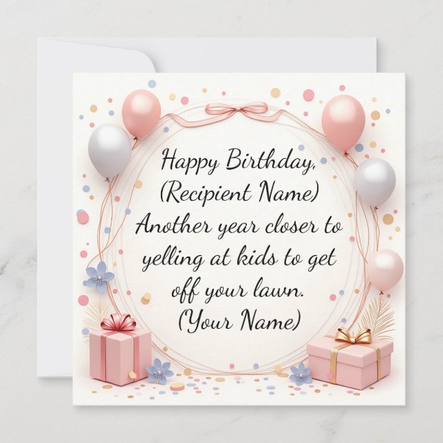 Elégante carte d'anniversaire personnalisée - Nom  (Devant)