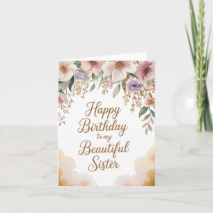 Elégante carte d'anniversaire pour soeur