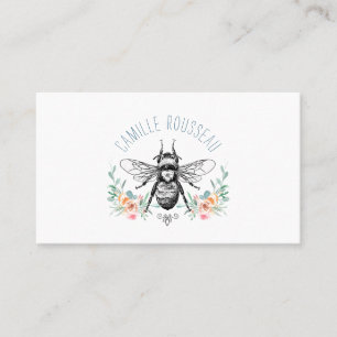 Elégante carte d'appel florale d'abeille