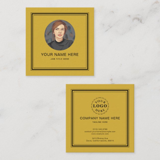 Elégante carte d'appel M Gold avec script noir (Devant / Derrière)