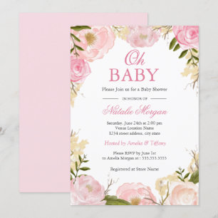 Élégante carte de Baby shower Rose Rose Oh