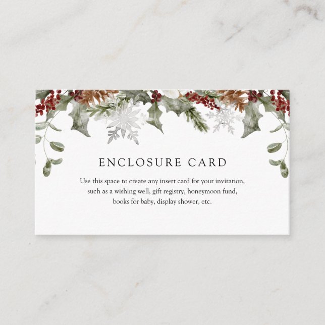 Élégante carte de boîtier floral hivernal (Devant)