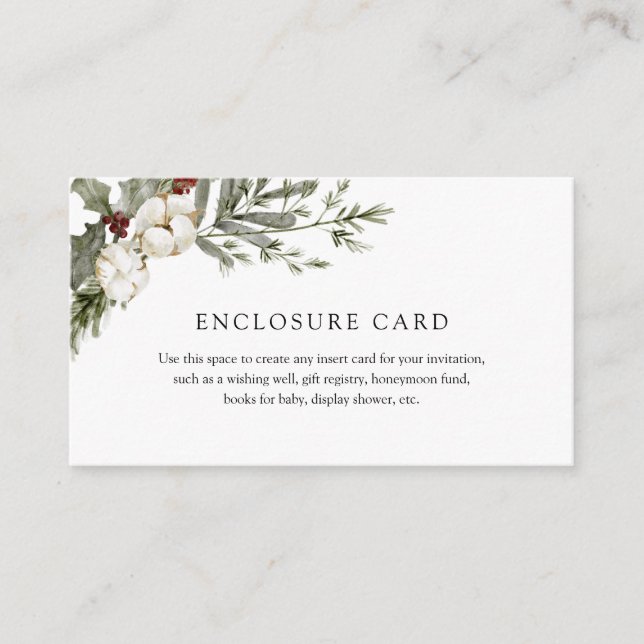 Élégante carte de boîtier floral hivernal (Devant)