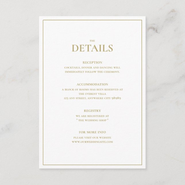 Élégante carte de boîtier Mariage Gold & White (Devant)