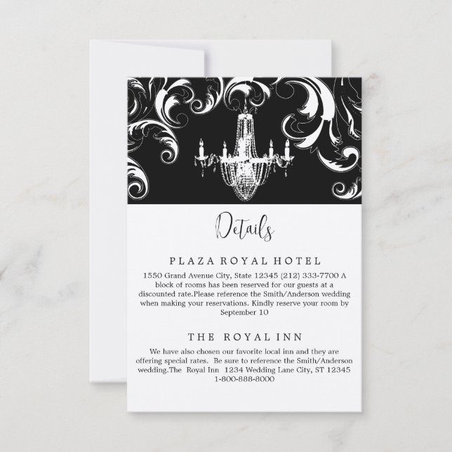 Élégante carte de boîtier Royal Swirl noir et blan (Devant)