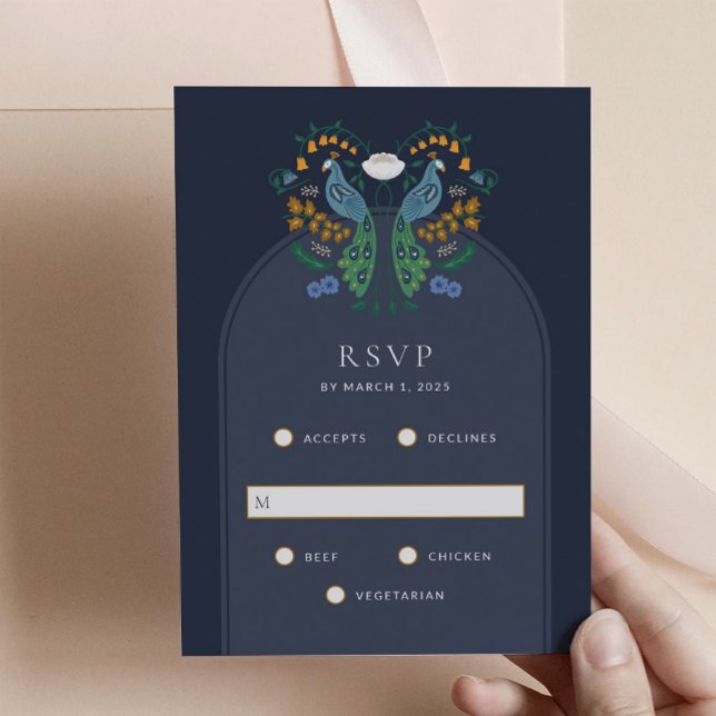 Elégante carte de boîtier RSVP Art Déco avec repas (Créateur téléchargé)