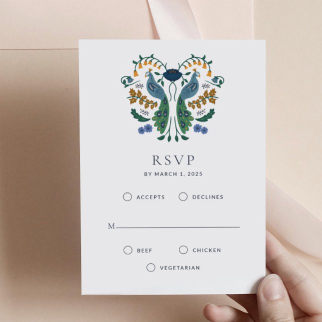 Elégante carte de boîtier RSVP Art Déco avec repas (Créateur téléchargé)