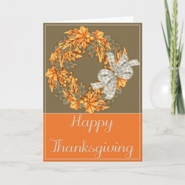 Élégante carte de Bon thanksgiving de couronne d'a (Devant)