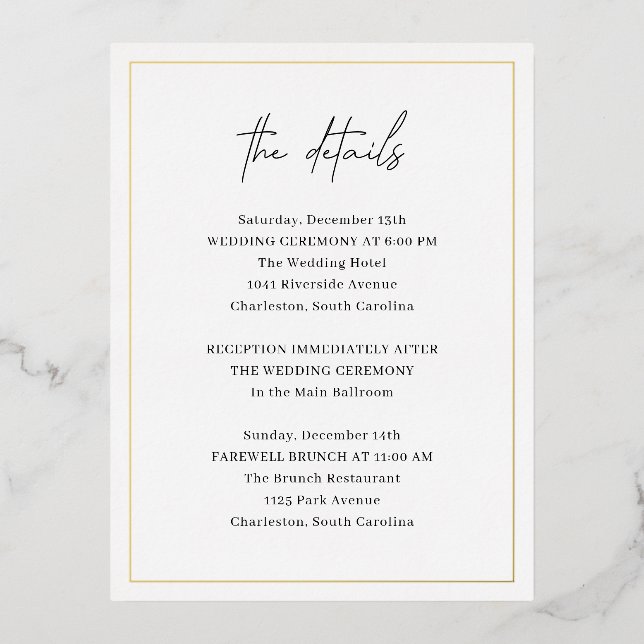 Élégante carte de clôture de mariage (Recto)