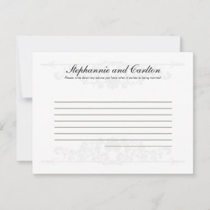 Elégante carte de conseil écrite Mariage blanc/arg