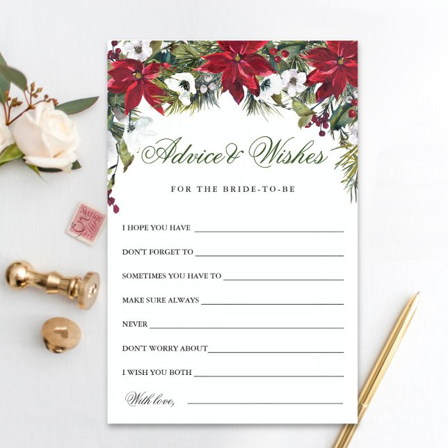 Elégante carte de conseil nuptiale Poinsettia Wate (Créateur téléchargé)