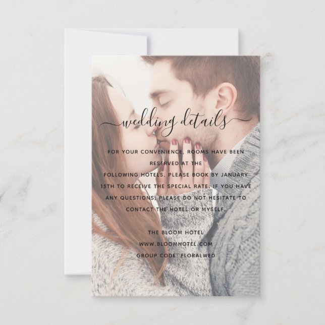 Élégante carte de détail du Mariage photo transpar (Devant)