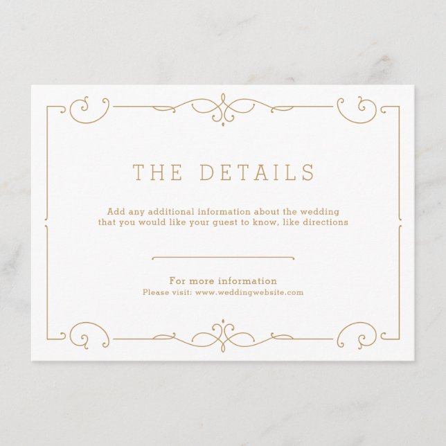 Elégante carte de détail mariage classique moderne (Devant)