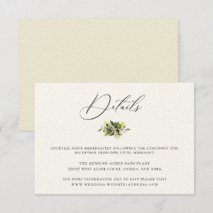 Elégante carte de détails Mariage aux citrons bota