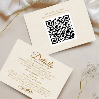 Elégante carte de détails Mariage de script Gold a
