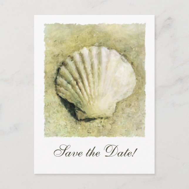 Élégante carte de faire-part de mariage Coquillage (Devant)