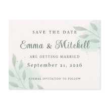 Élégante carte de Faire-part de mariage vert sauge