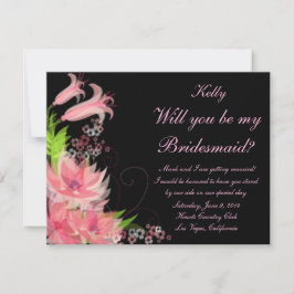 Élégante carte de femme de chambre rose romantique