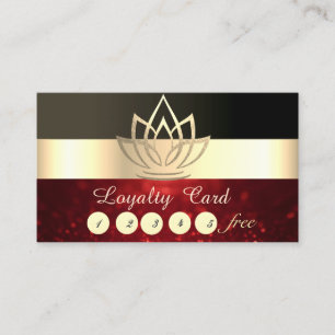 Élégante carte de fidélité Lotus noire et dorée pa