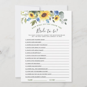 Elégante carte de jeu Fête des mariées tournesol