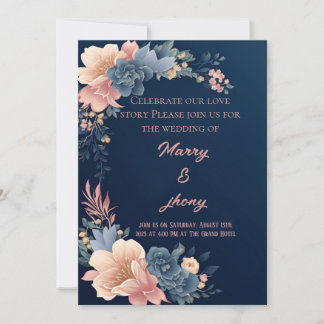 Elégante carte de Mariage de couleur d'eau neutre