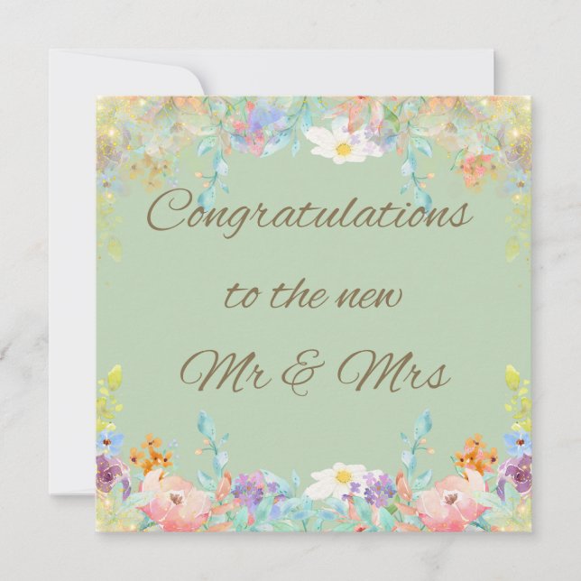 "Elégante carte de mariage floral moderne (Devant)