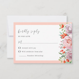 Elégante carte de mariage Rose de printemps RSVP
