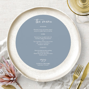 Elégante carte de menu circulaire Mariage bleu Dus