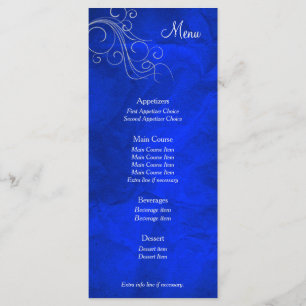 Elégante carte de menu Mariage Bleu Clair Argent