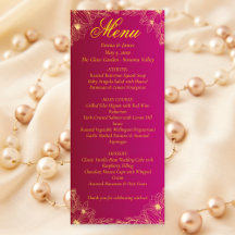 Elégante carte de menu Mariage de Bourgogne et or 