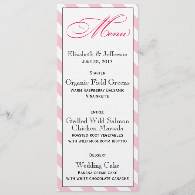 Élégante carte de menu Mariage de script français  (Devant)