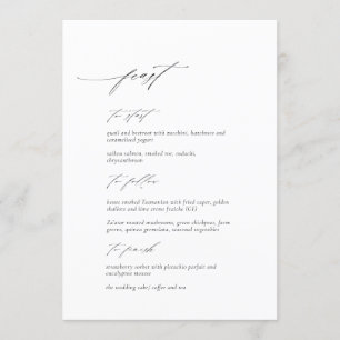 Élégante carte de menu Mariage de script moderne