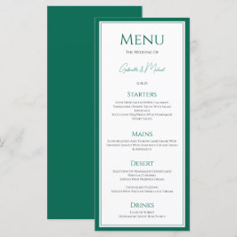 Élégante carte de menu Mariage Emerald Green