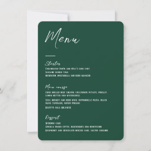 Elégante carte de menu Mariage floral vert foncé